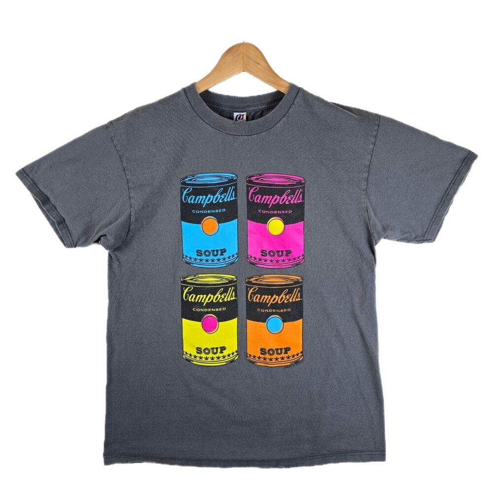 Andy Warhol Campbell’s Soup Can Pop Art T-Shirt Large Neon Art Vintage Style